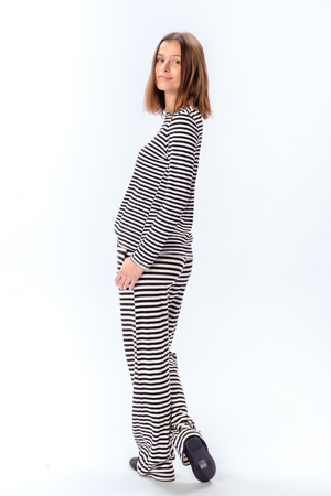 Stripped Long Sleeve Slim Fit - Black