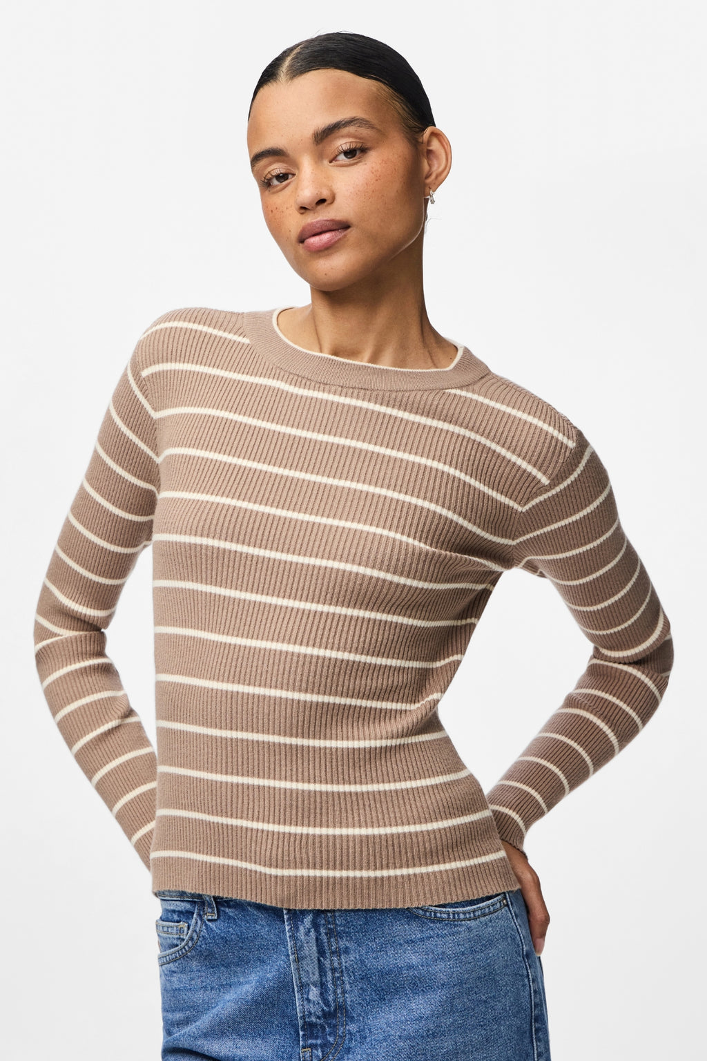 Mira New O-Neck Knit - Grège/Bouleau