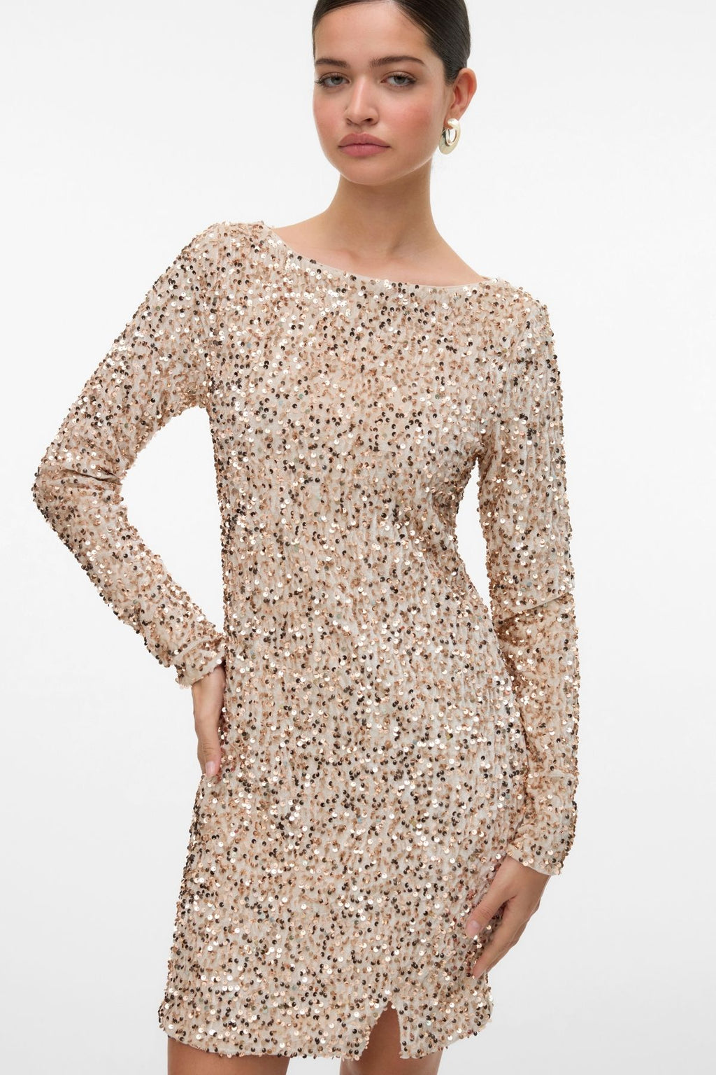 Robe courte Bella - Champagne en pierre ponce