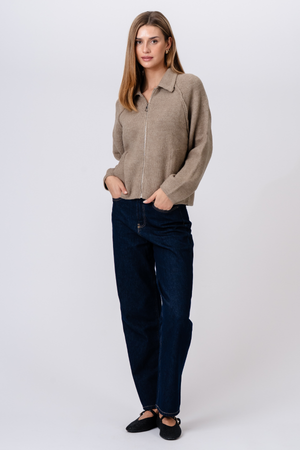 Fermeture éclair en tricot Selma - Beige