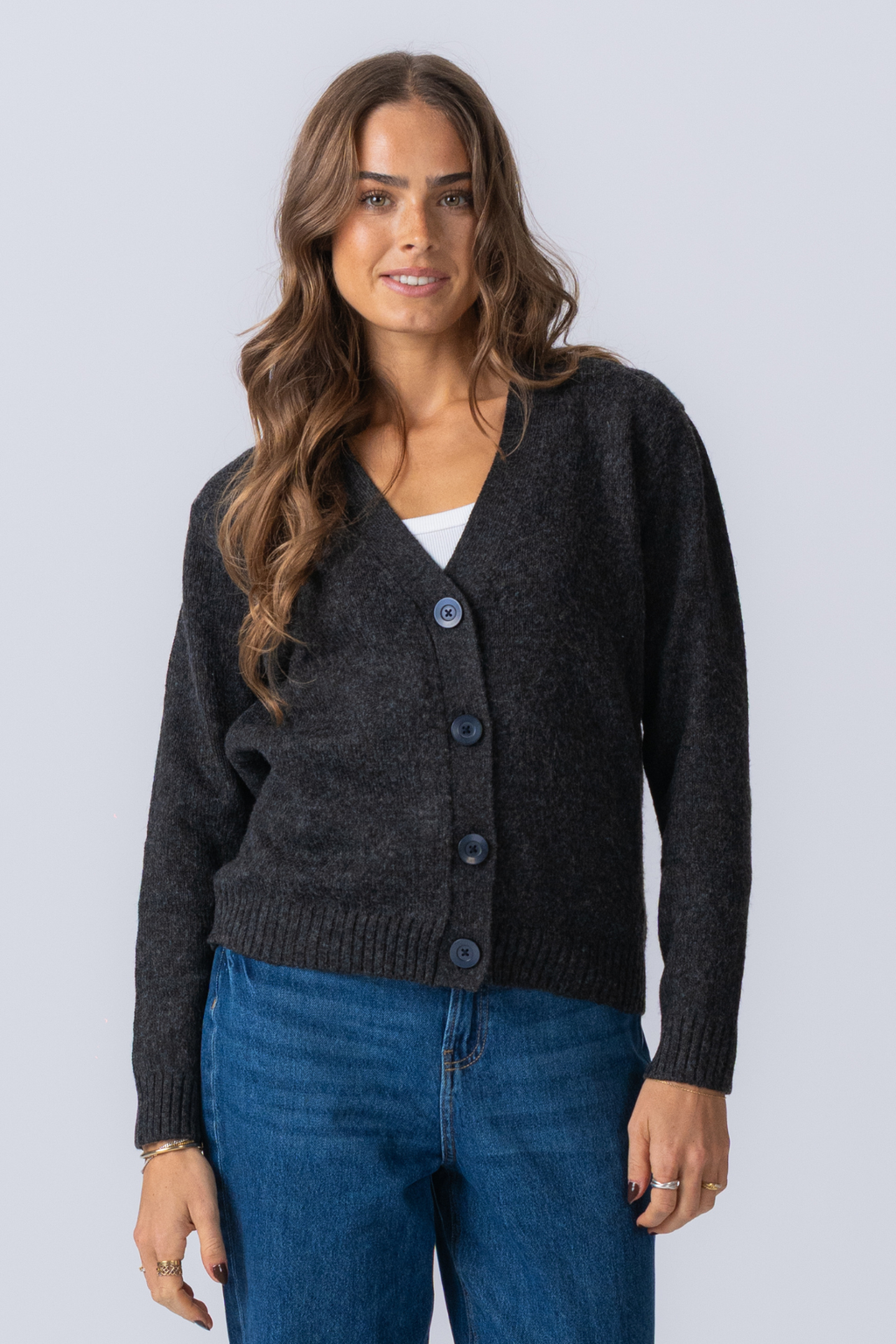Cardigan tricoté - Melange gris foncé