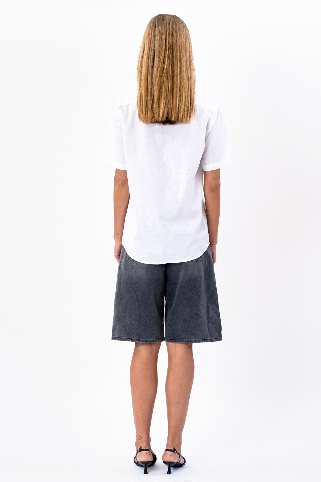 Chemise en lin à manches courtes - blanc