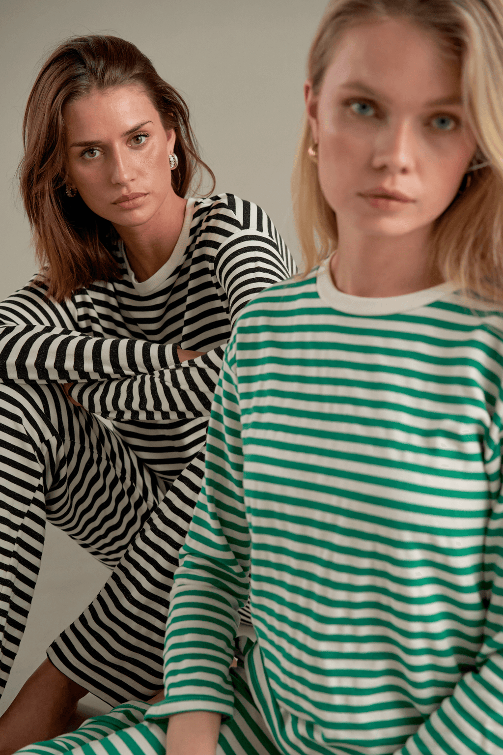 Stripped Long Sleeve Slim Fit - Black