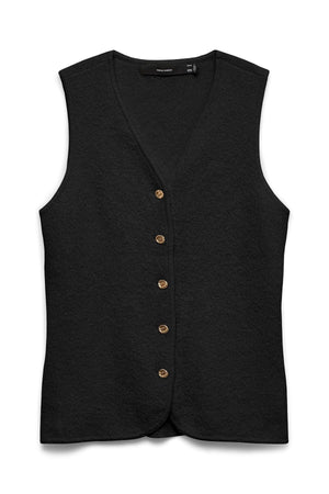 Gilet Col V Silvia - Boutons Noir-Or