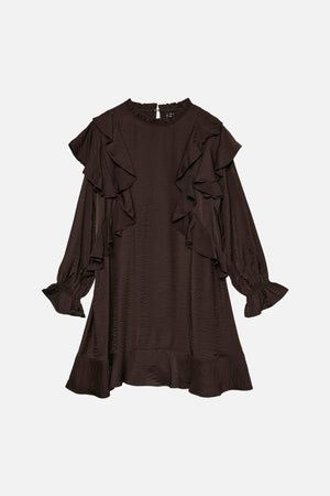 Lizzi Short Flounce Dress - Chocolate Torte