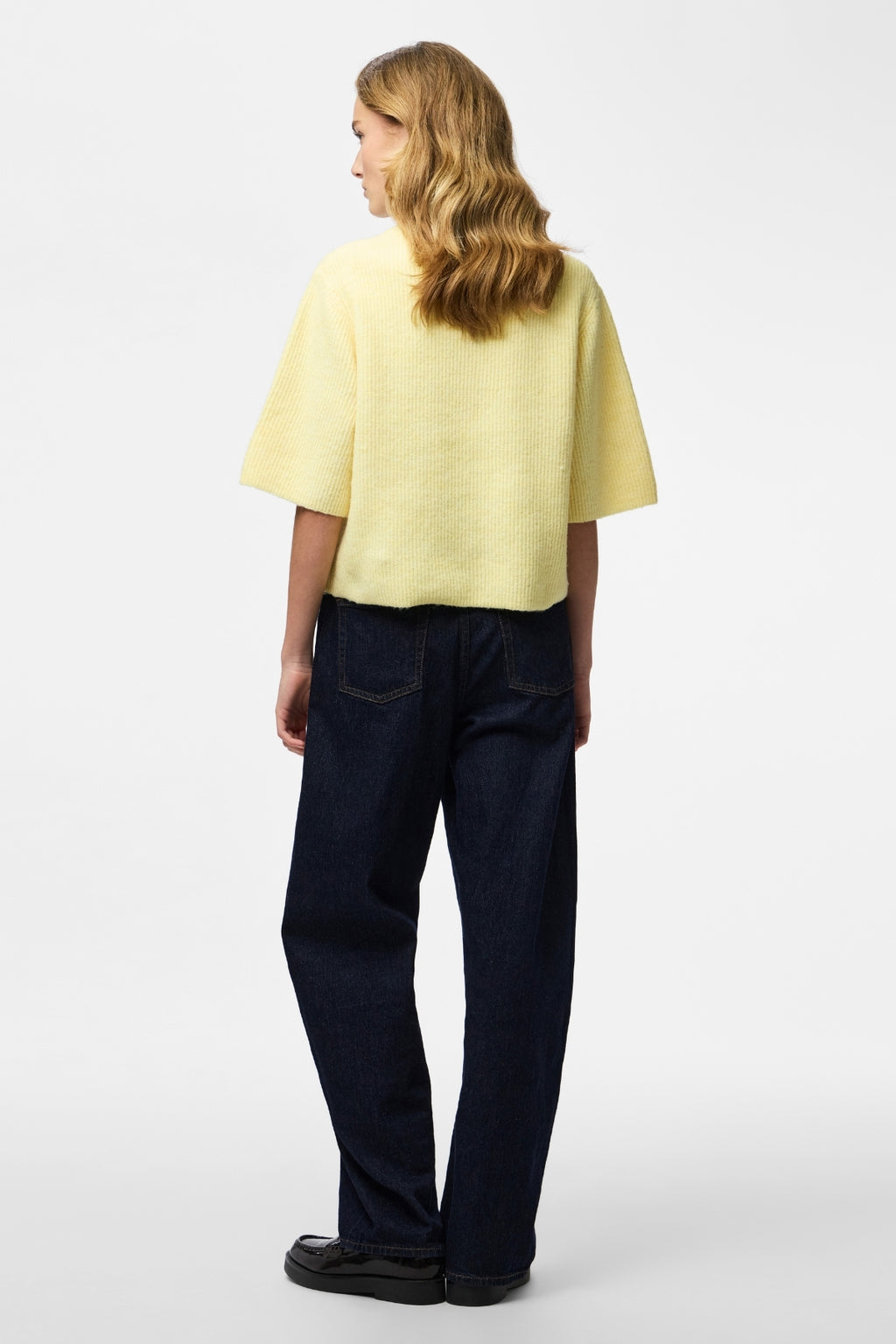 Silly O-Neck Knit Cardigan - Pale Banana Melange