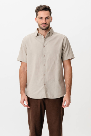 Chemise en lin à manches courtes - sable