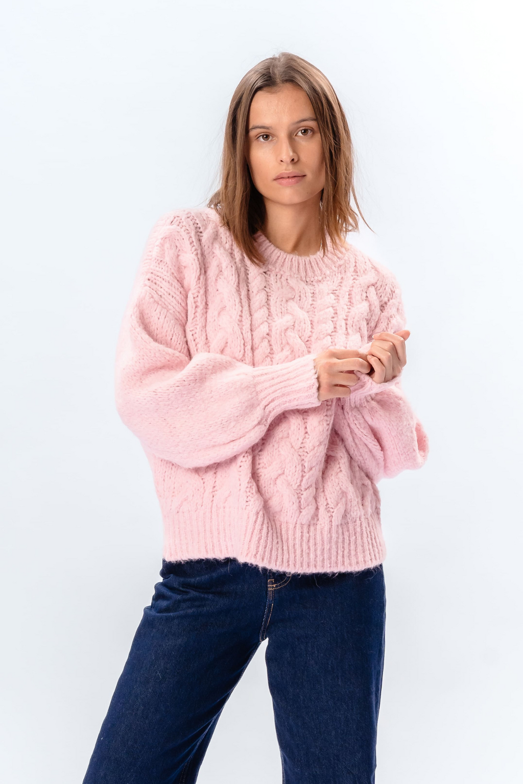 Tricot torsadé Emma - Rose bonbon