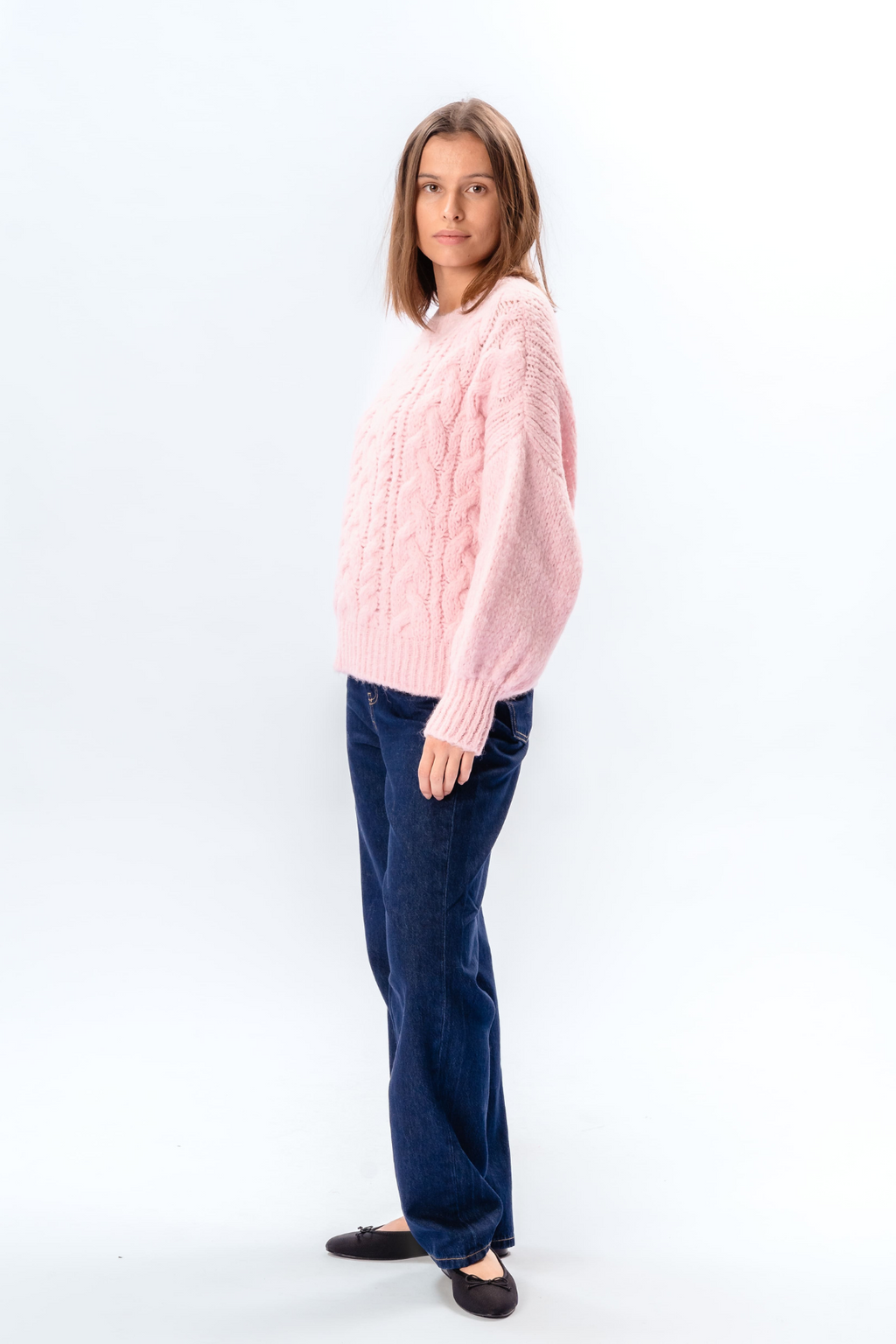 Tricot torsadé Emma - Rose bonbon