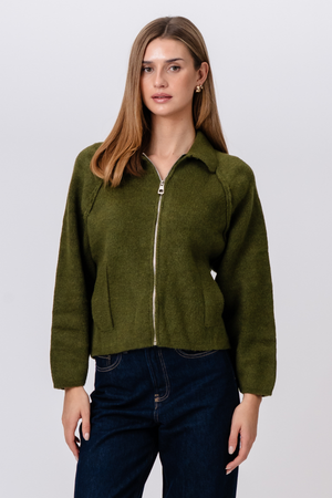 Fermeture éclair en tricot Selma - Kaki