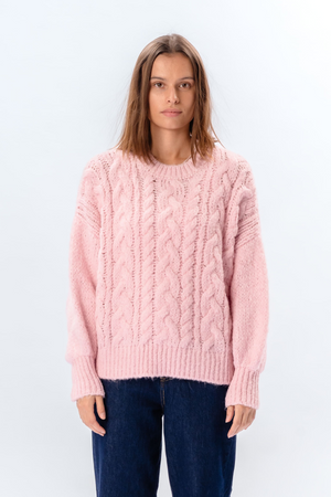 Tricot torsadé Emma - Rose bonbon