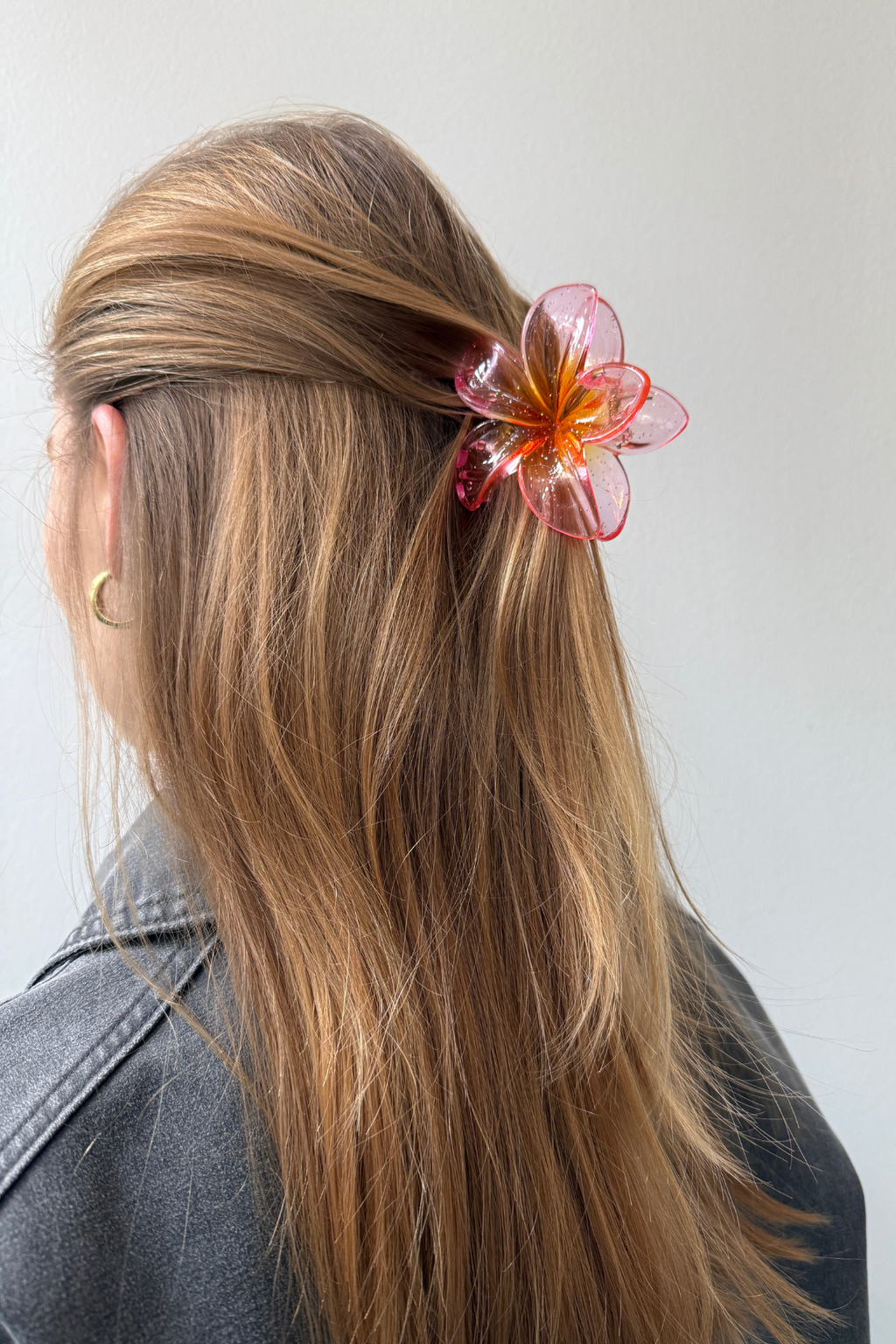 Clip de cheveux de fleur - rose / orange