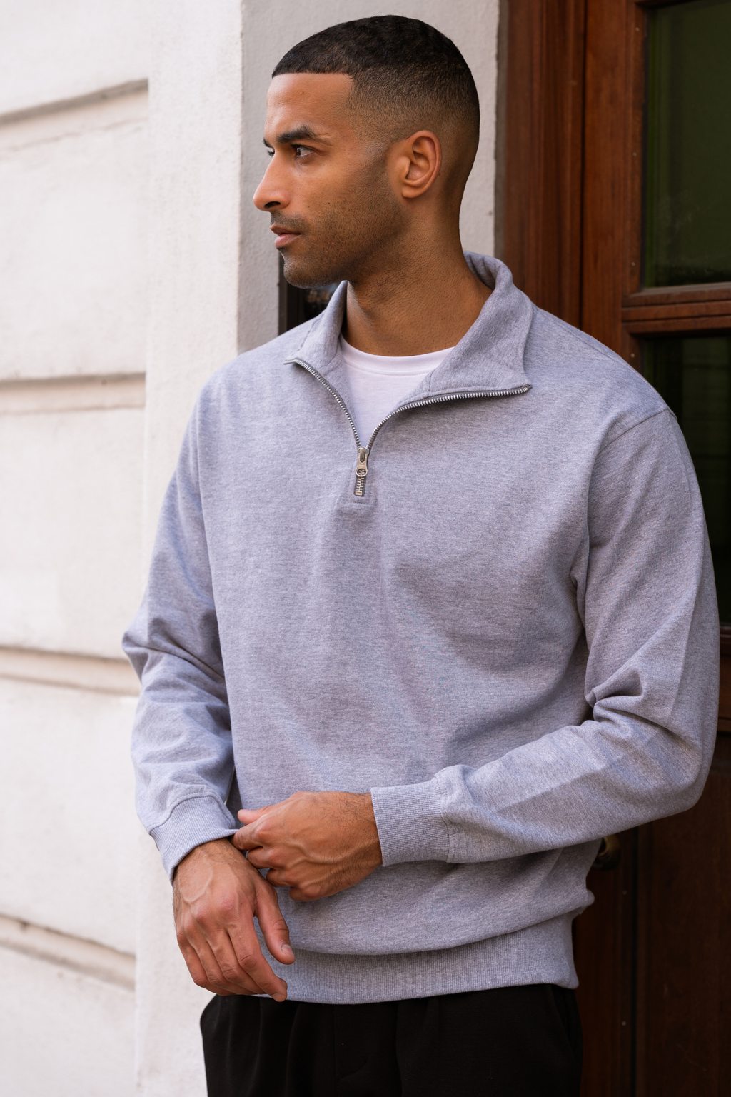 Sweat-shirt à moitié zip - gris