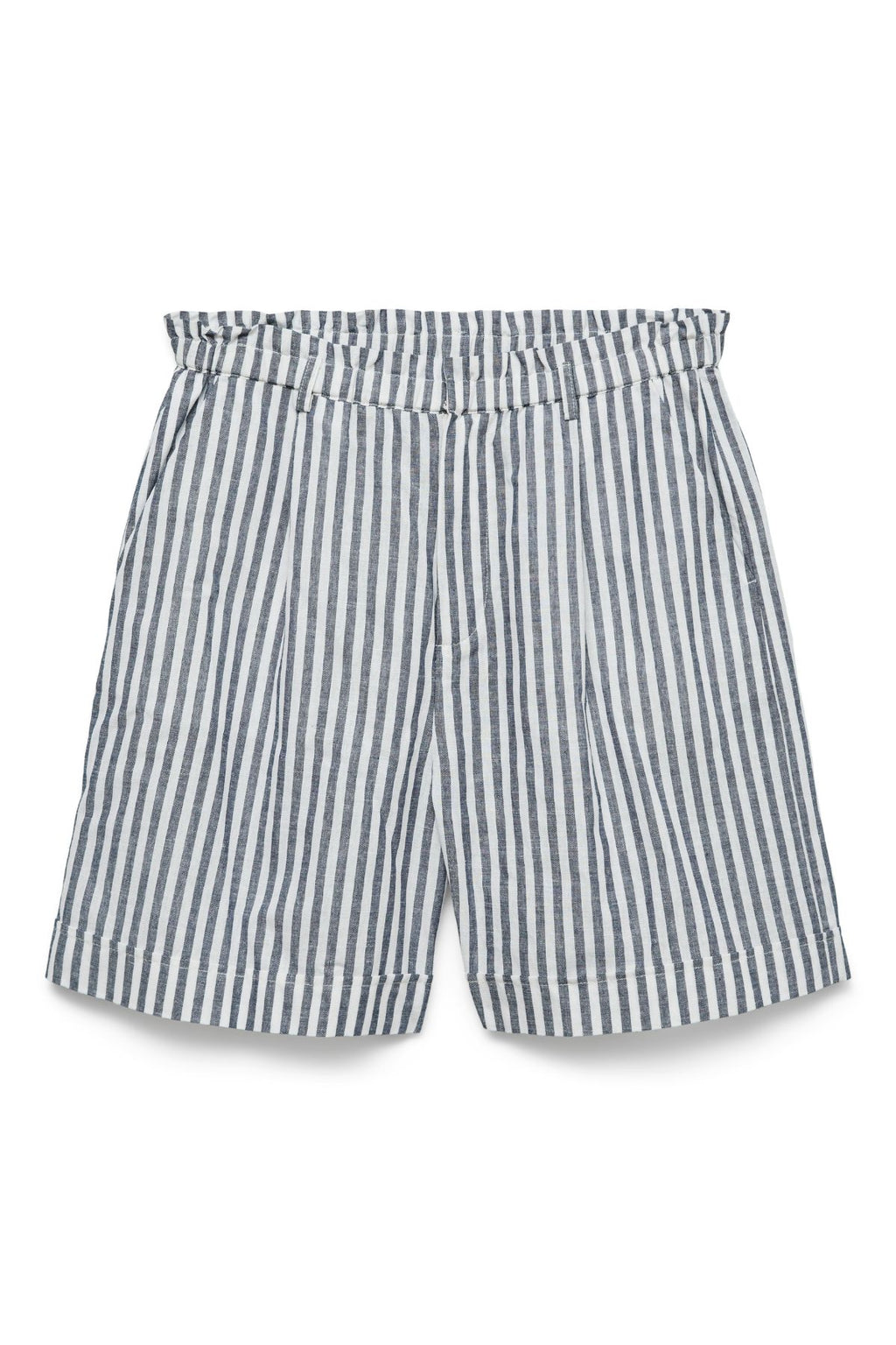 Selma Shorts - Navy Blazer Stripes-Snow White