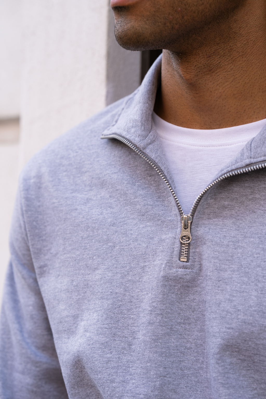 Sweat-shirt à moitié zip - gris