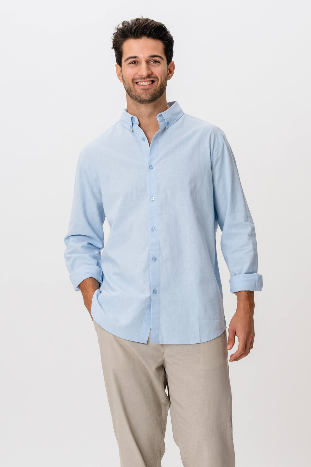 Chemise en lin - bleu clair