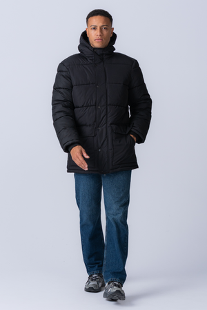 Long Puffer Jacket - Black