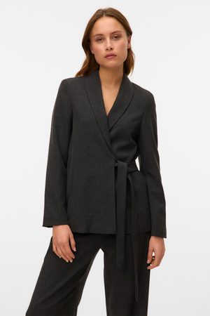 Bestie Loose Strap Blazer - Dark Grey Melange