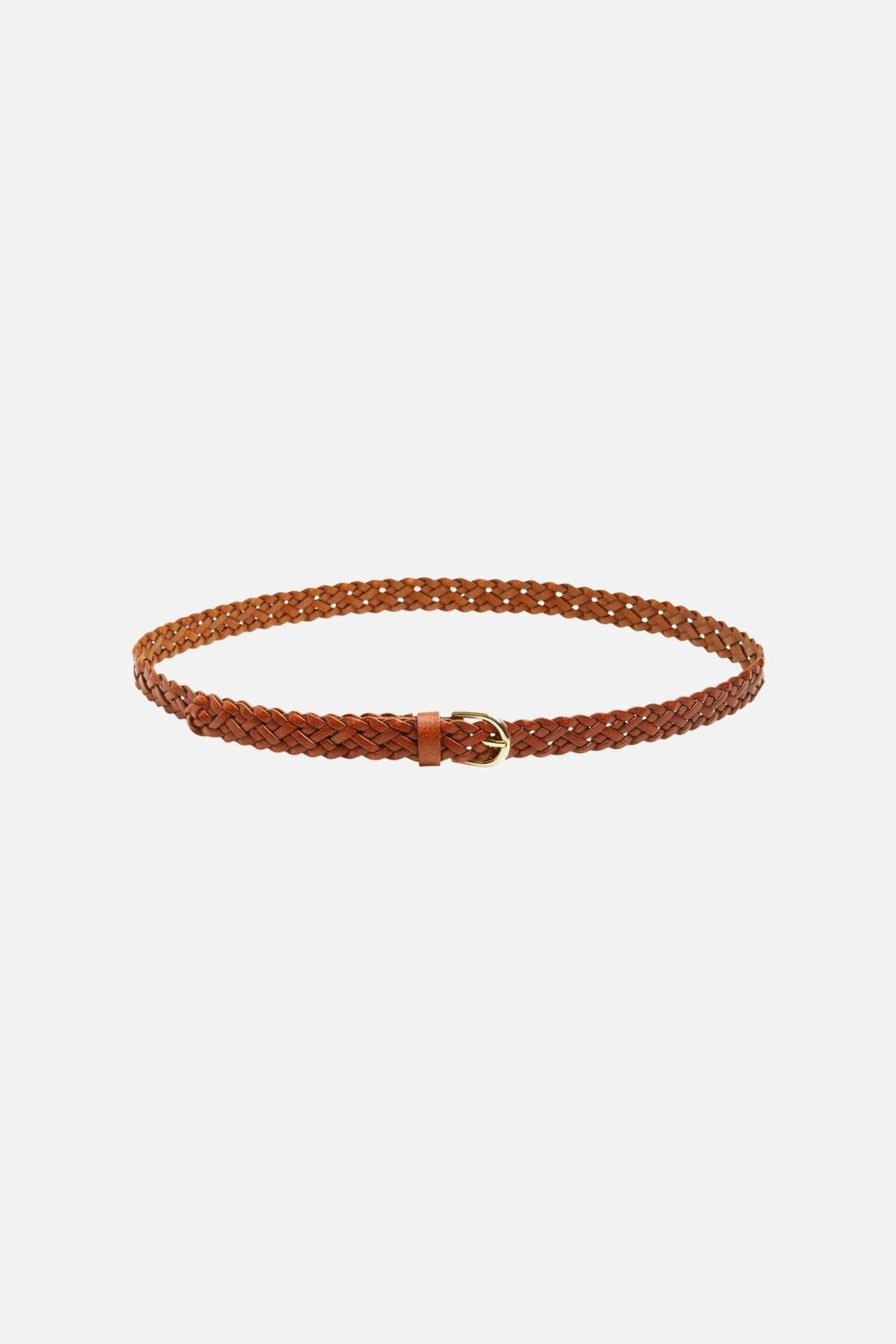 Avery Leather tressé Slim Ceinture - cognac