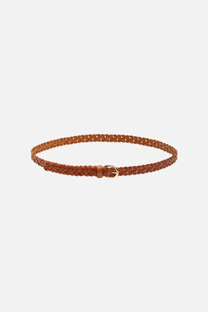 Avery Leather tressé Slim Ceinture - cognac