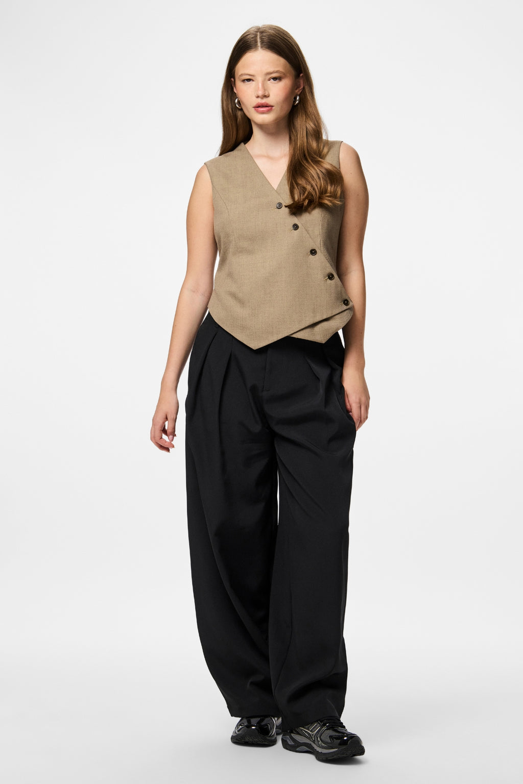 Gilet Asymétrique Bulles - Greige