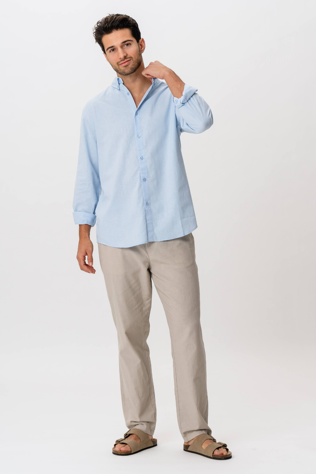 Chemise en lin - bleu clair