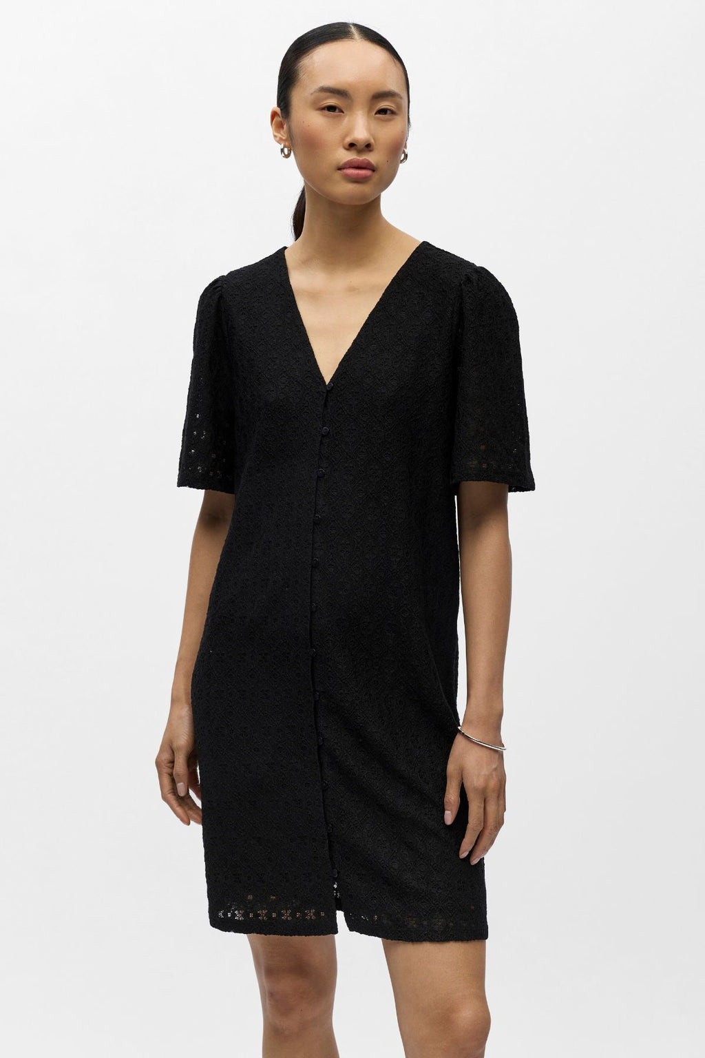 Robe Laila à col en V - Noir