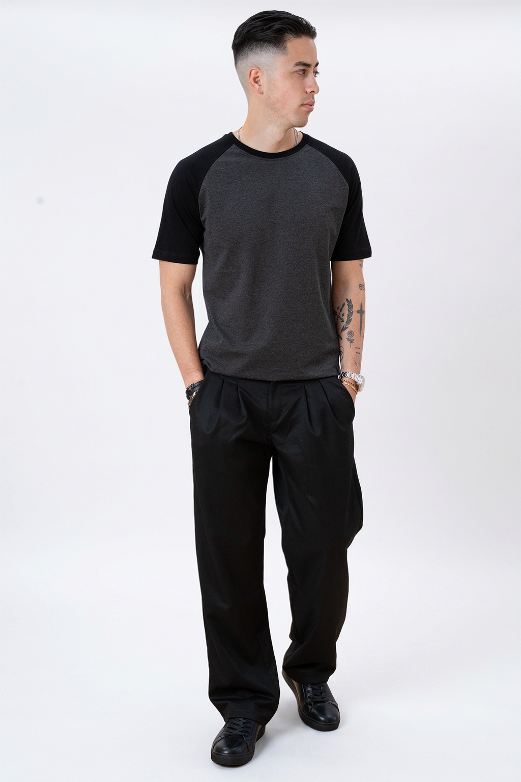 T-shirt Raglan de base - Black-Army