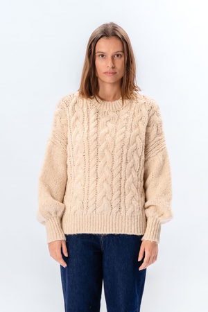 Tricot torsadé Emma - Blanc cassé