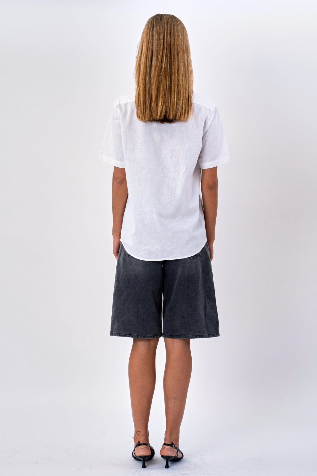 Short Sleeve Linen Shirt - White