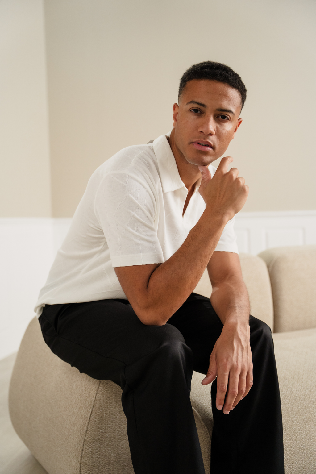 Polo texturé atlas - blanc