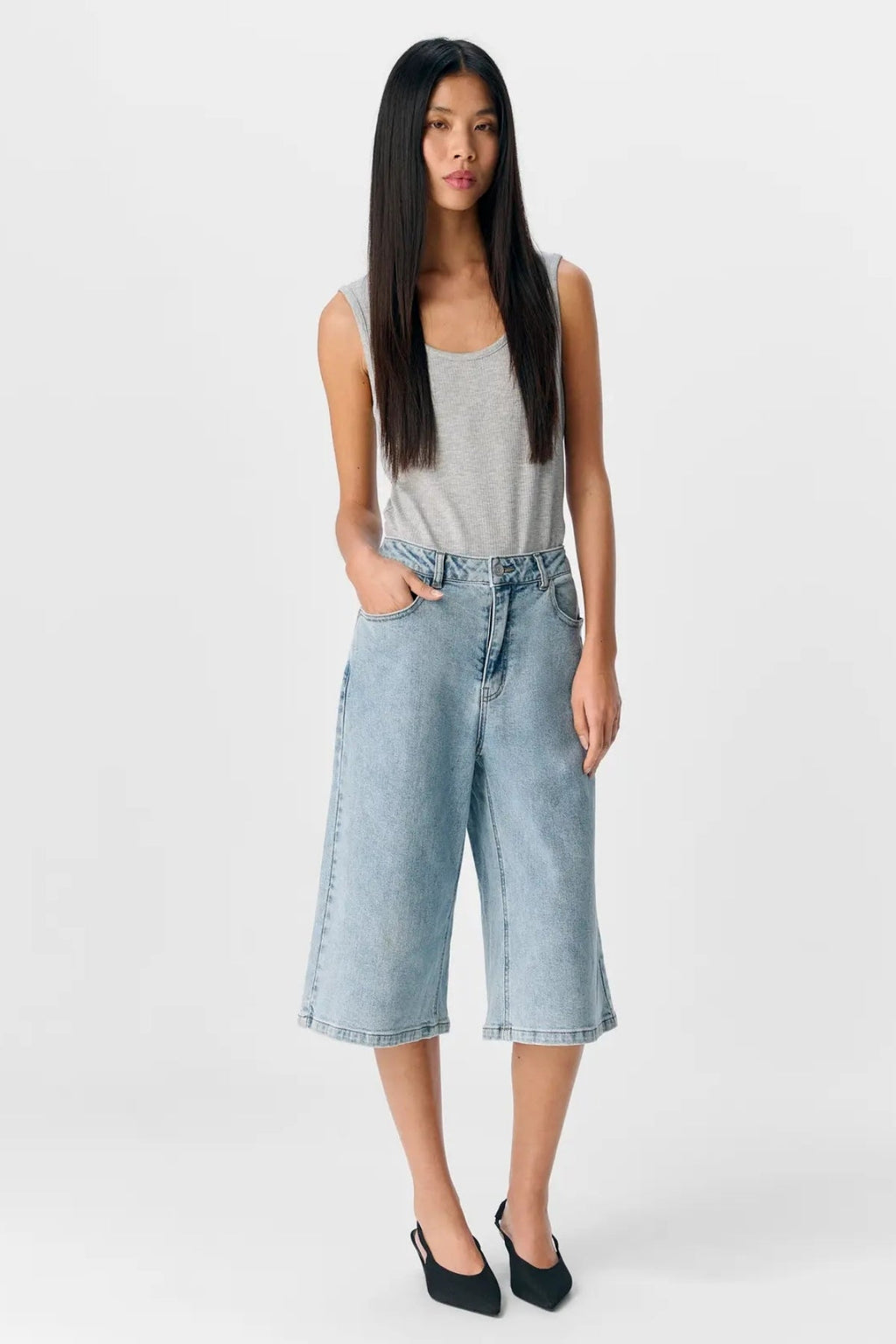Isra Bermudes Shorts - Denim bleu moyen