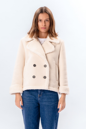 Manteau court en shearling - Chalk