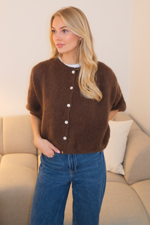 Mary Short Sleeved Knit - Brown