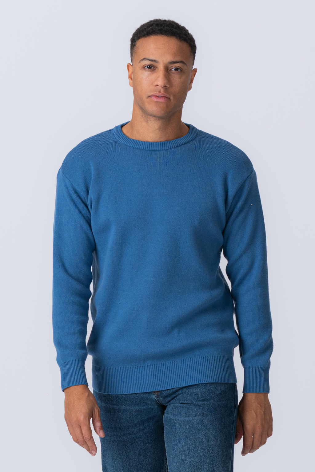 Pull en tricot à l'équipage - bleu