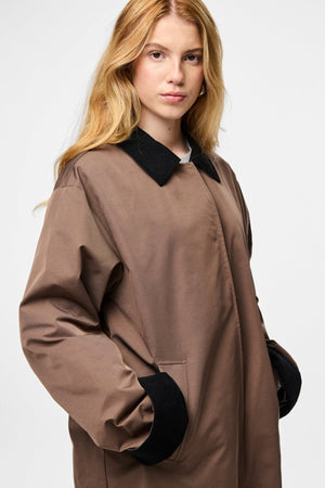 Veste Longue Légère Jorma - Café Quartz Noir