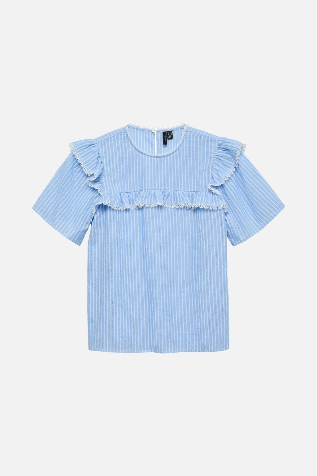 Bell Frill Stripe Top - Bleu en cachemire / blanc