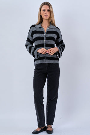 Josie Polo Knit - Gris/Noir