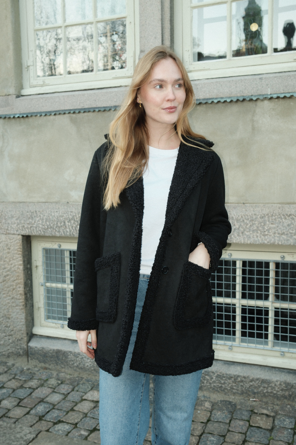 Manteau en shearling - Noir