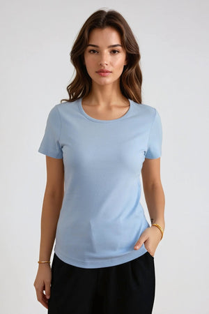 Basic T-shirt serré - bleu clair