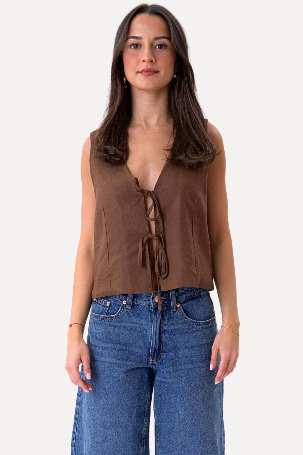 Gilet en lin - marron