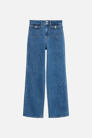 Tessa Wide Pocket Jeans - Medium Blue Denim