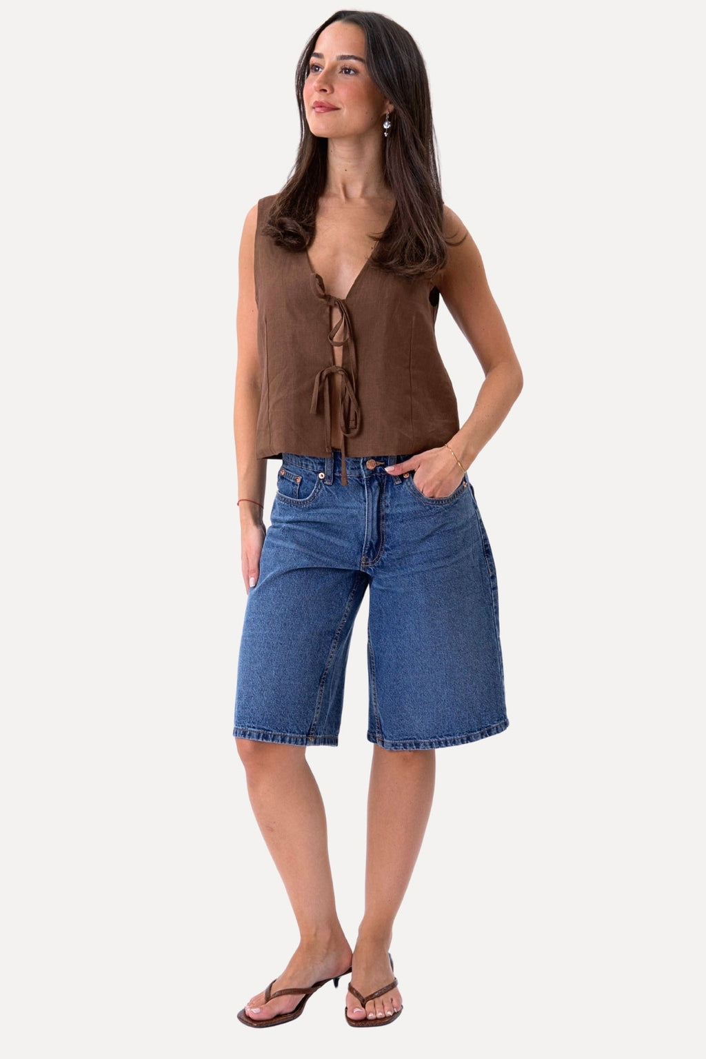 Gilet en lin - marron