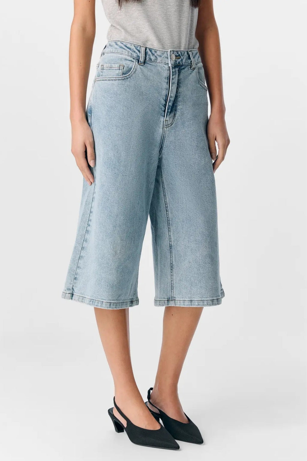 Isra Bermudes Shorts - Denim bleu moyen