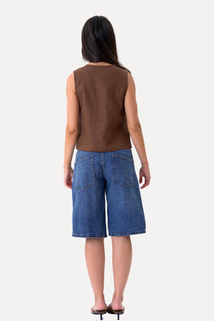 Gilet en lin - marron
