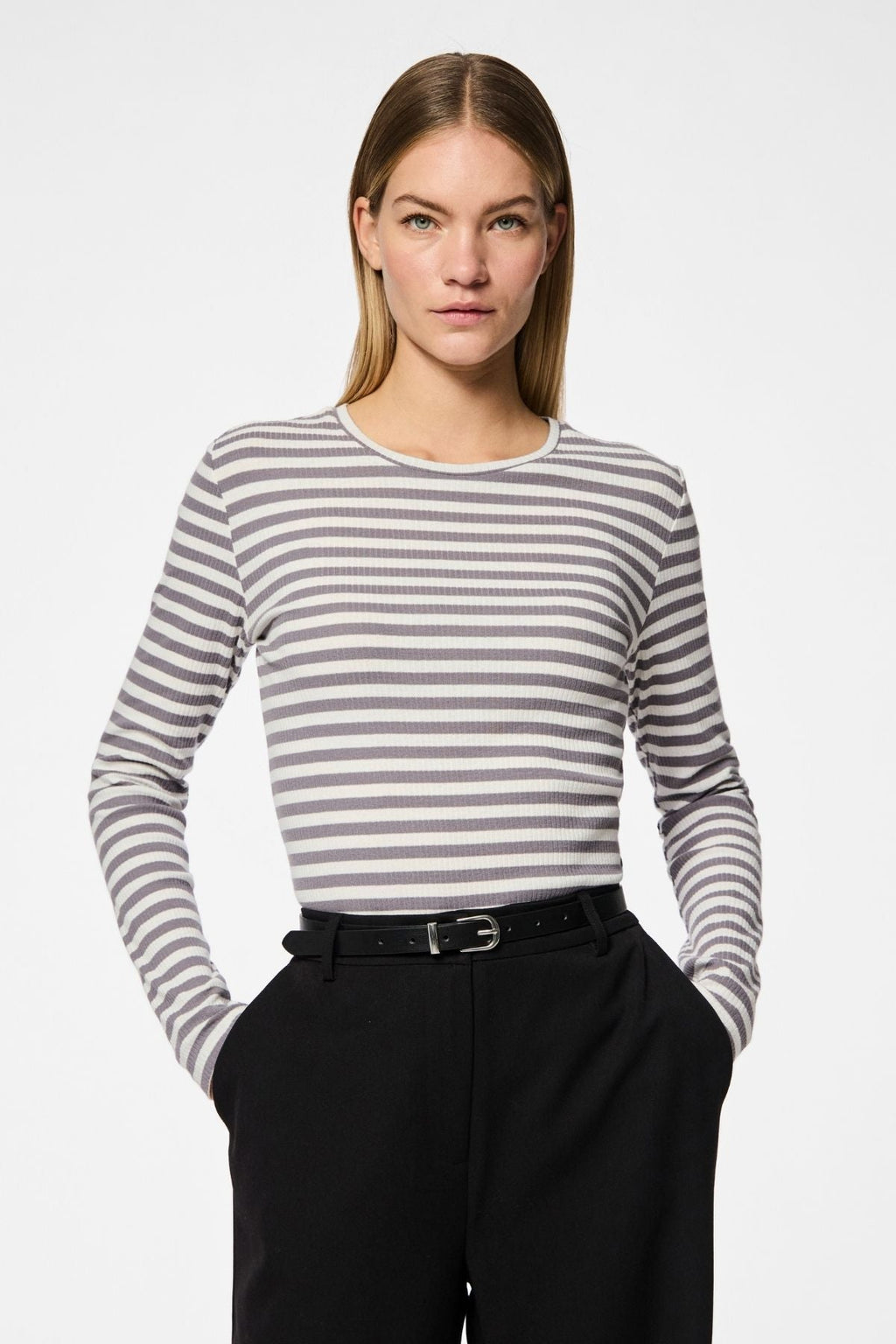 Myra Slim Belt - Black Silver