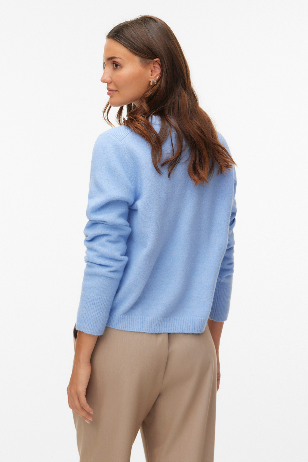 Fiona Short Button Cardigan - Brunnera Blue Melange