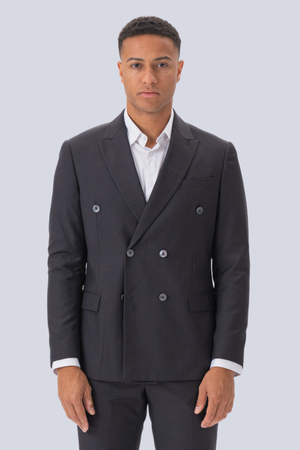 Premium Blazer à double poitrine - Grey-Brown