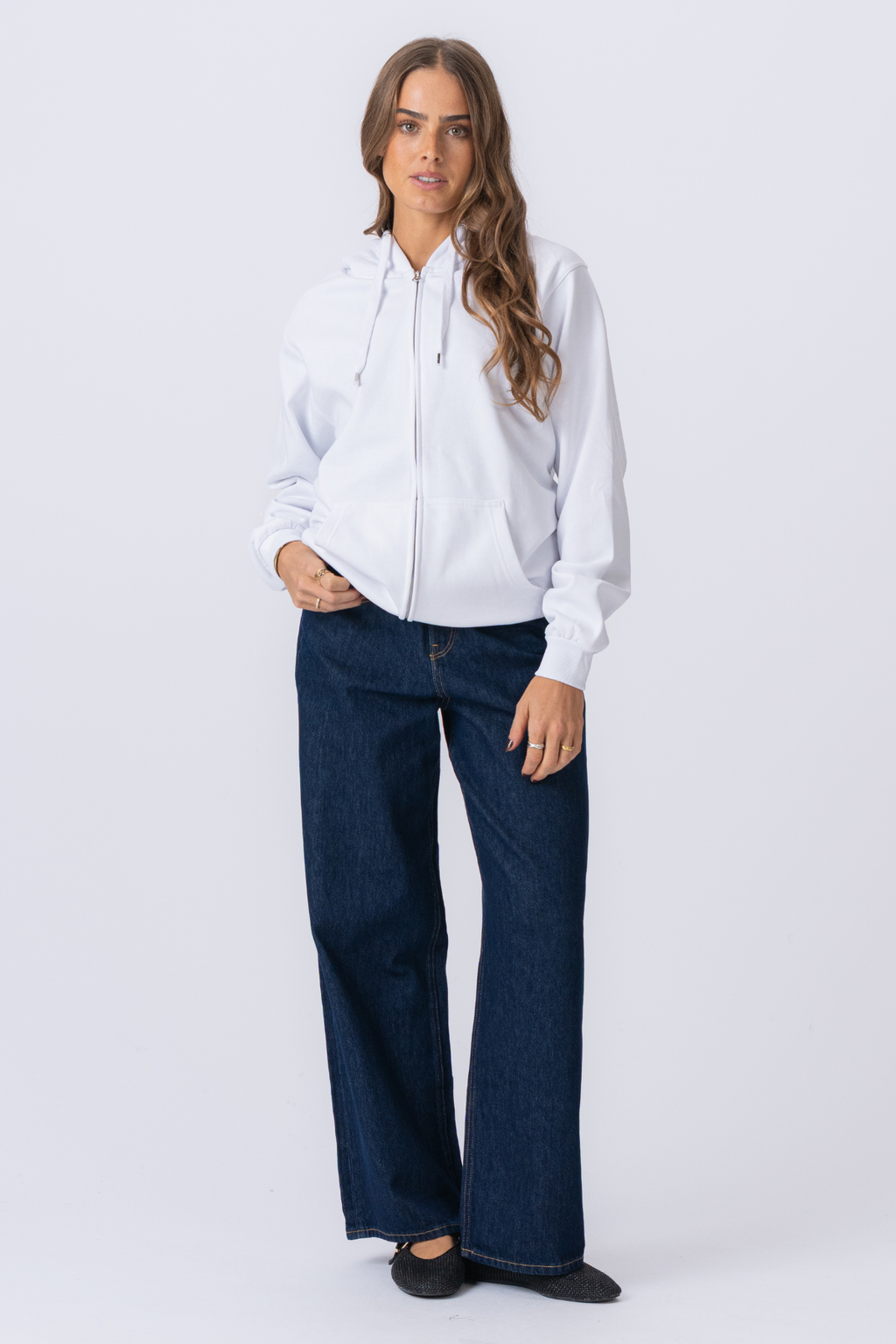 Basic Hoodie zip - blanc