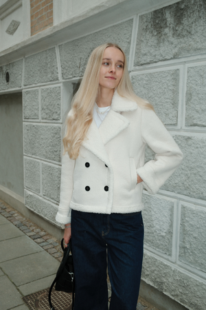 Manteau court en shearling - Chalk